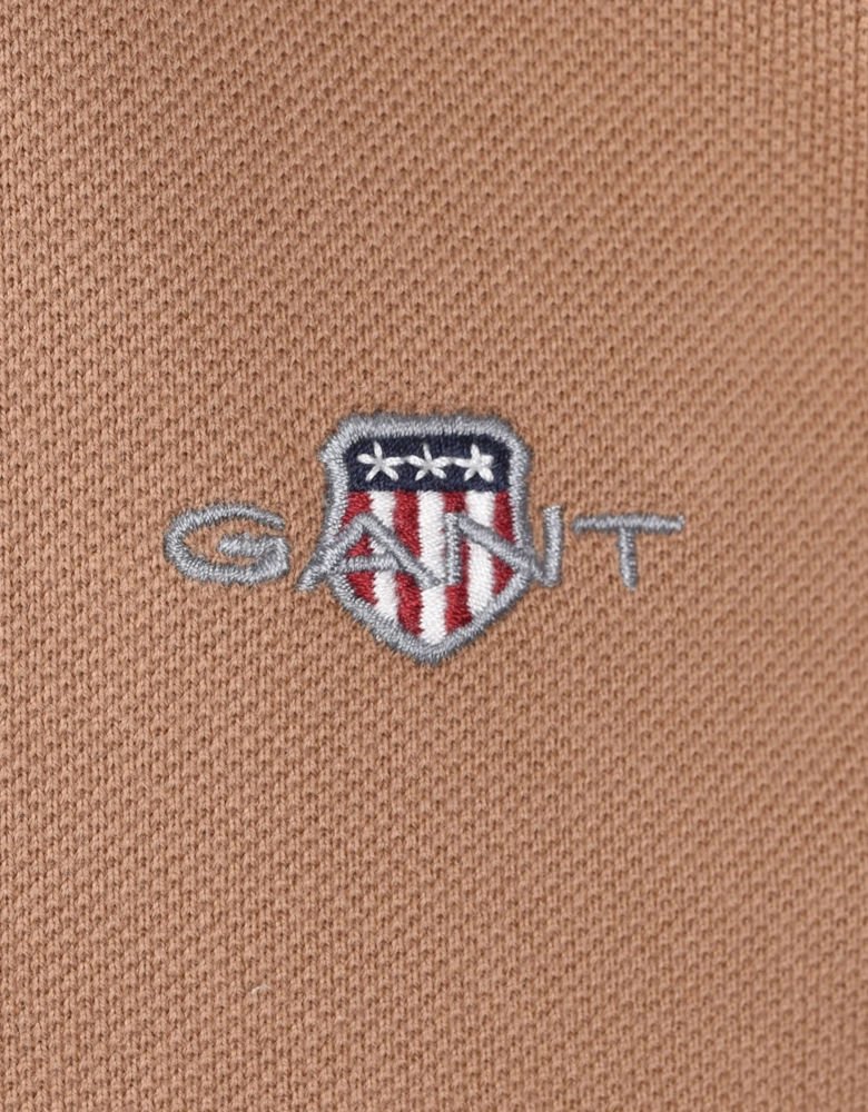 Reg Shield Ss Pique Polo Shirt Warm Khaki
