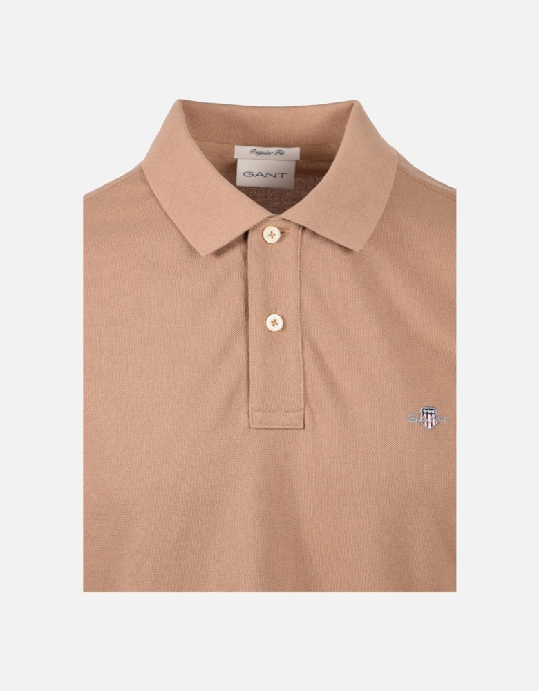 Reg Shield Ss Pique Polo Shirt Warm Khaki