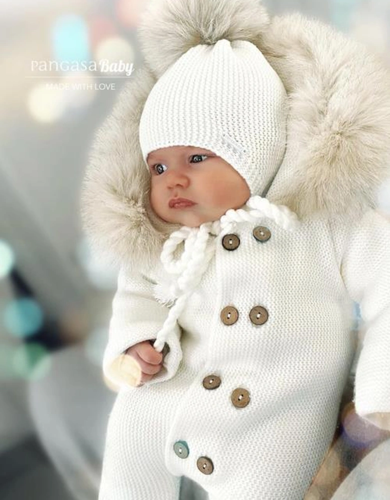 Ivory Faux Fur Pramsuit