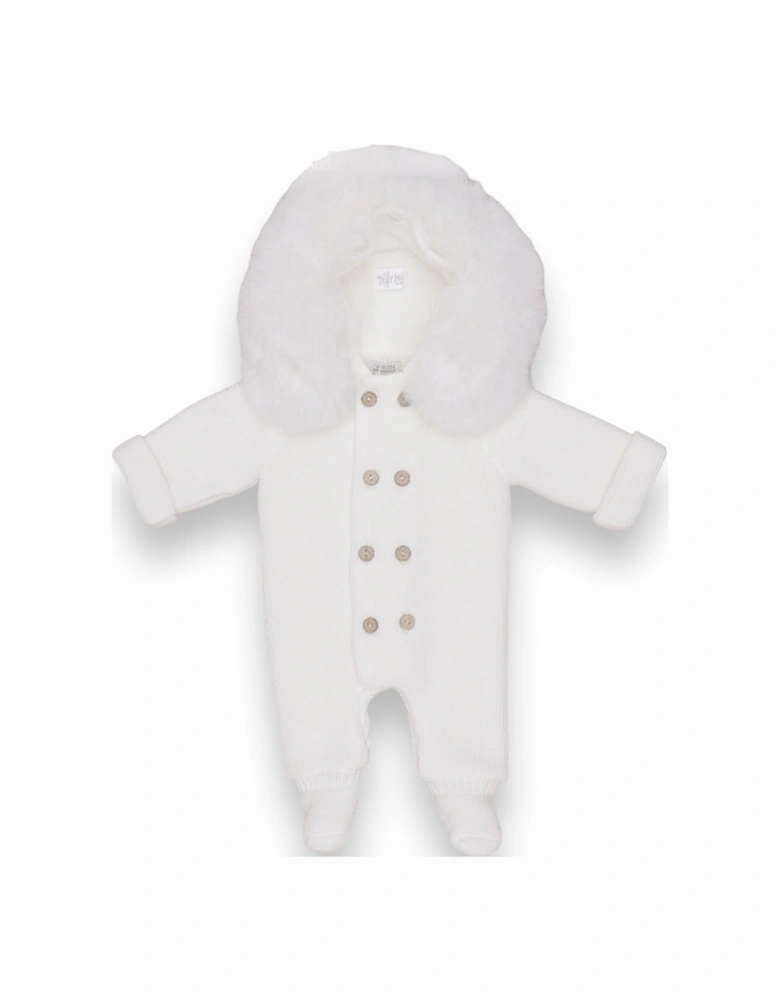 Ivory Faux Fur Pramsuit