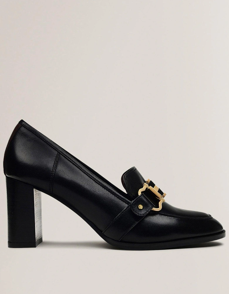 Linden Mews Heeled Stirrup Loafer - Black