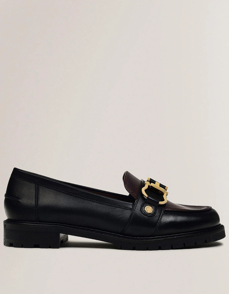 Linden Row - Colourblock Chunky Stirrup Loafer - Black/Dark Red