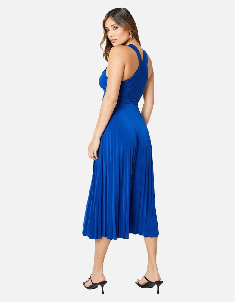 Womens/Ladies Pleated Jersey Halter Neck Maxi Dress