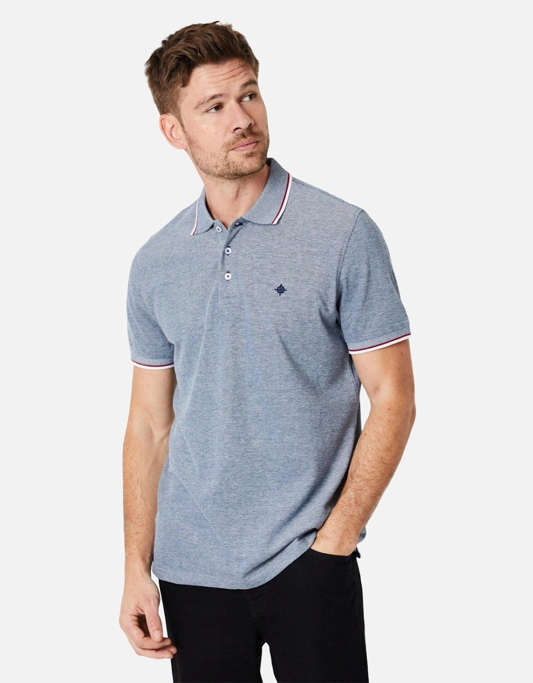 Mens Birdseye Tipped Polo Shirt, 4 of 3