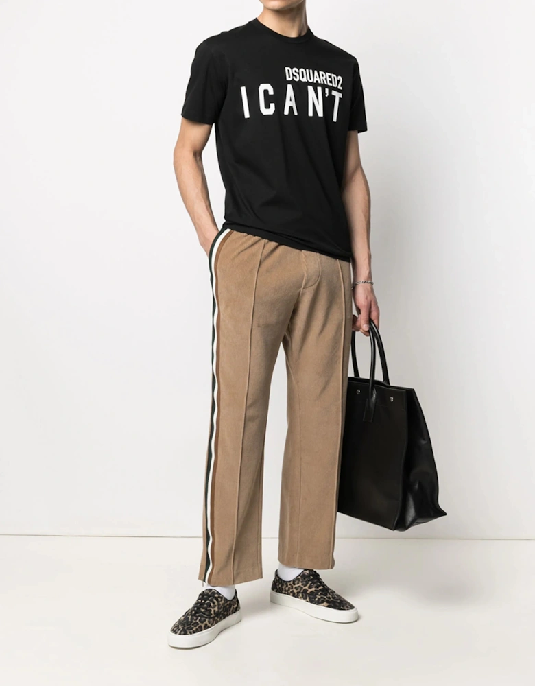 I Can't Logo Printed T-Shirt in Black