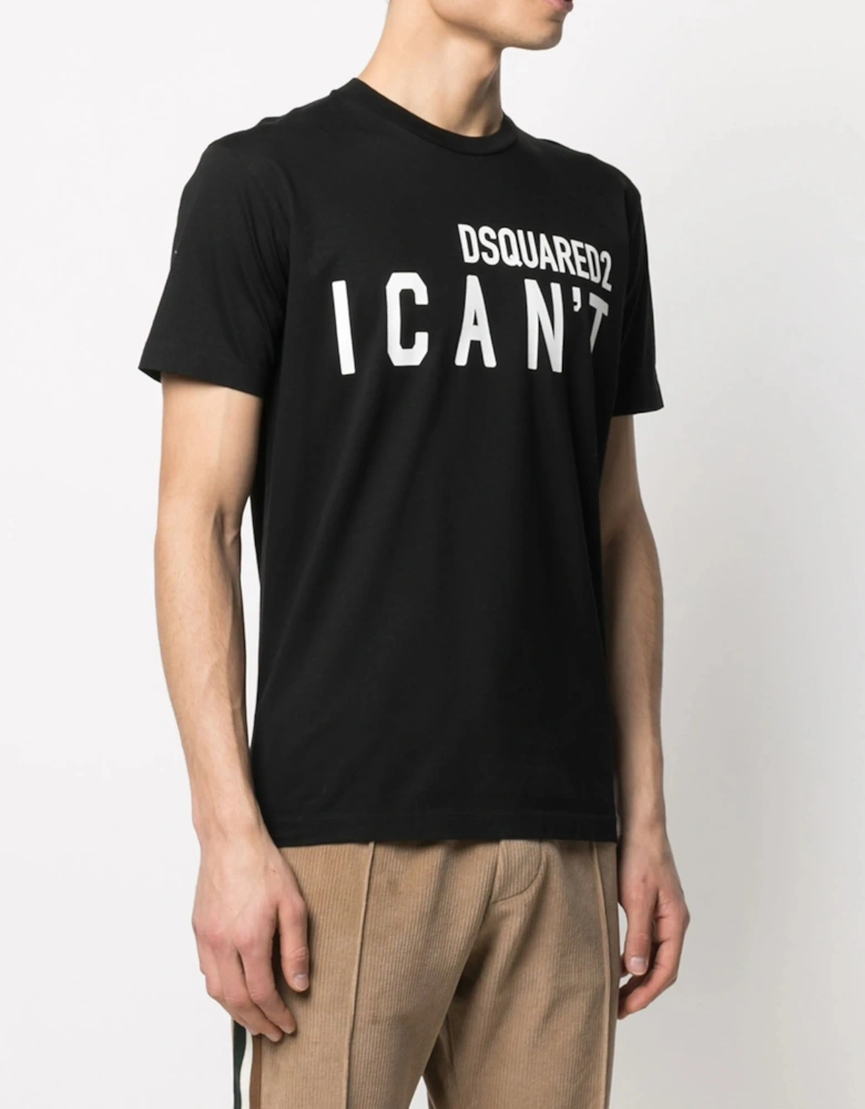 I Can't Logo Printed T-Shirt in Black