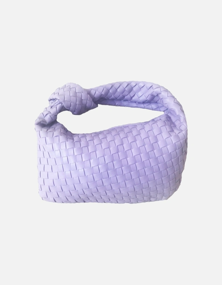 Purple Lilac Jodie Small Woven Shoulder Bag with Knot Detail