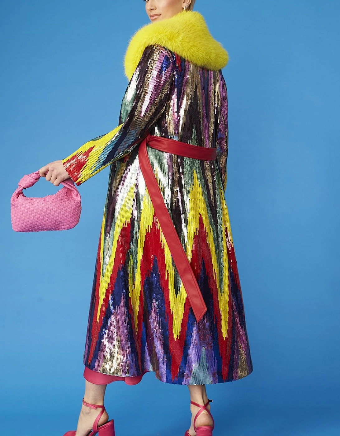 Multi - Coloured Sequin Trench Coat
