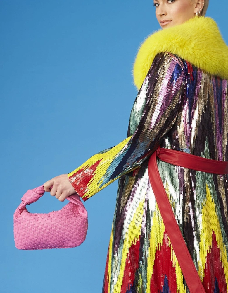 Multi - Coloured Sequin Trench Coat
