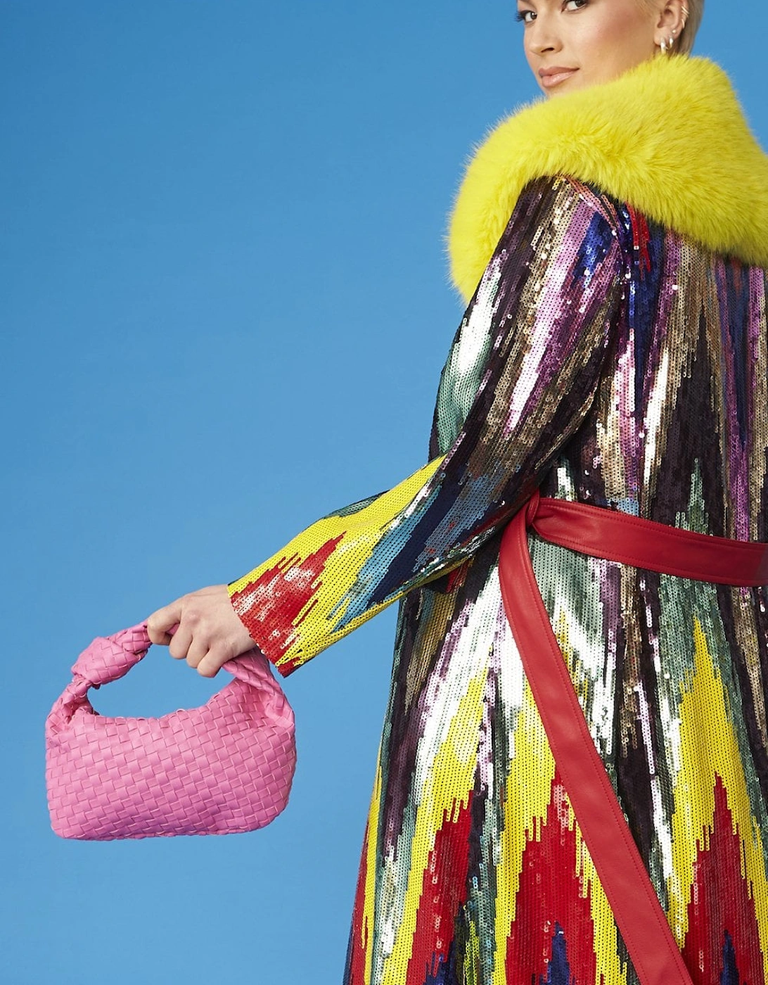 Multi - Coloured Sequin Trench Coat