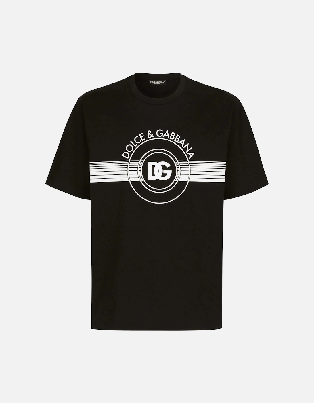 Dolce & Gabbana Men's Dolce & Gabbana Interlock DG Logo Print Black T-Shirt