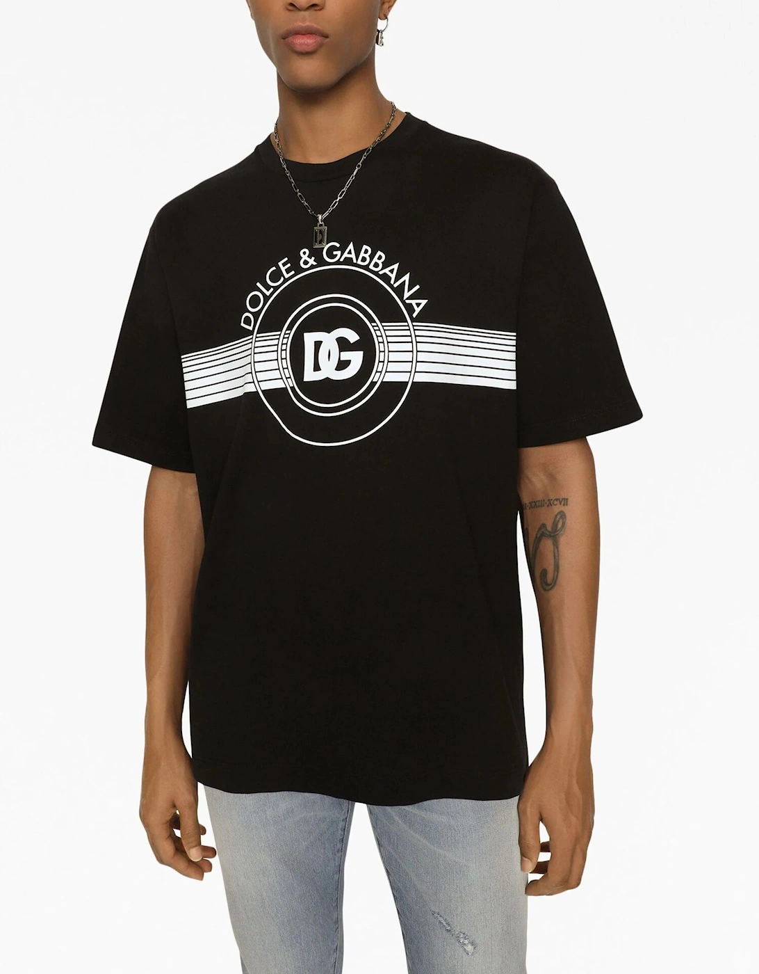 Interlock DG Logo Print Black T-Shirt