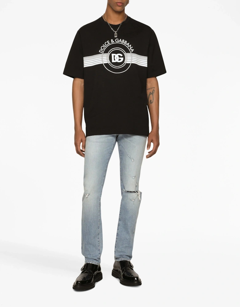 Interlock DG Logo Print Black T-Shirt