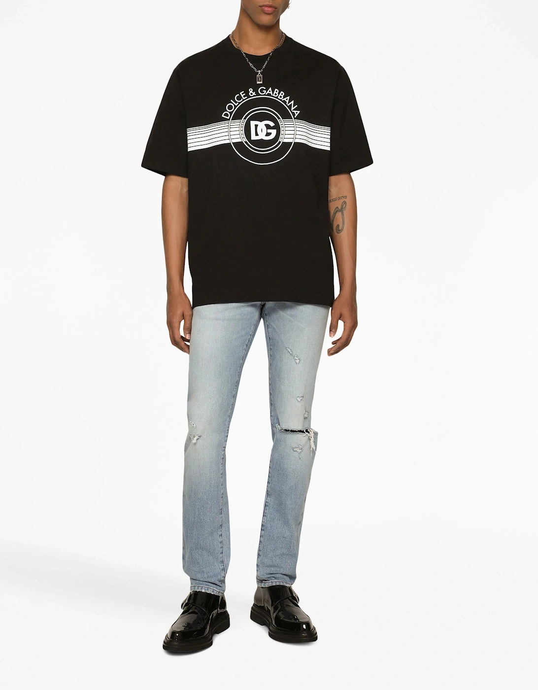 Interlock DG Logo Print Black T-Shirt