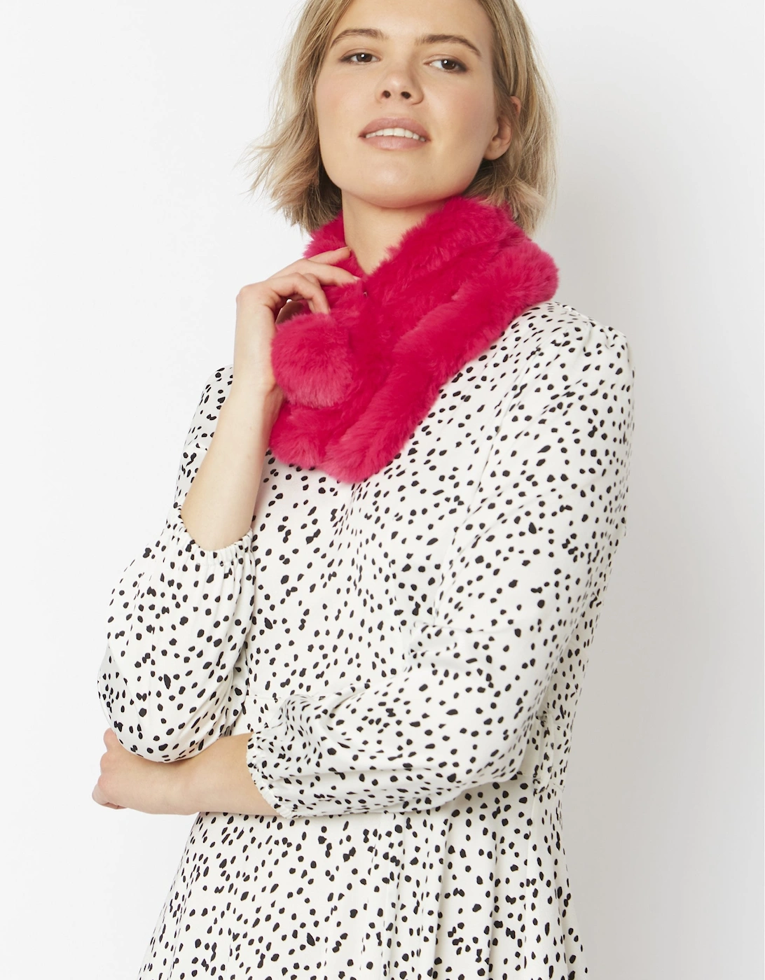 Pink Faux Fur Scarf