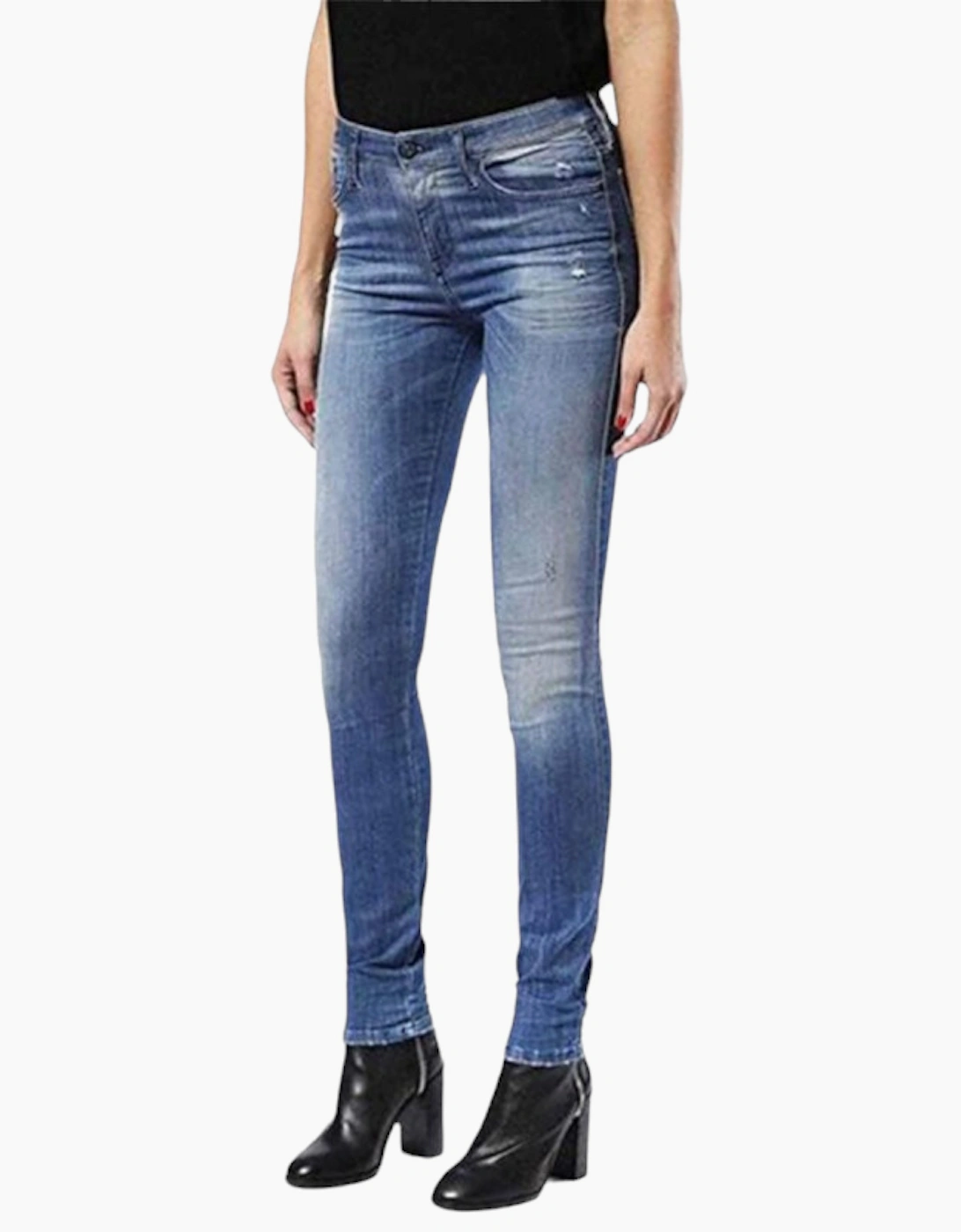 Diesel Women's Blue Skinzee 0679W Denim Jeans Super Skinny Fit Faded Zip Fly  8/32In W26 L32