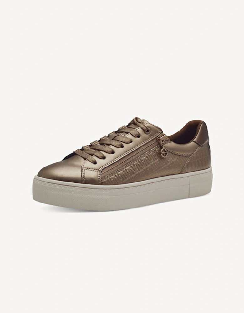 Women's Lace Up Trainer Taupe Comb