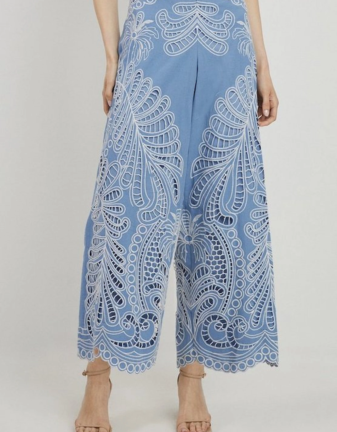 Linen Cutwork Embroidery Woven Trouser