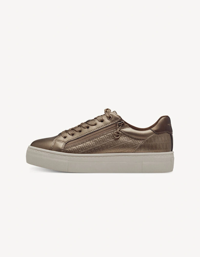 Women's Lace Up Trainer Taupe Comb