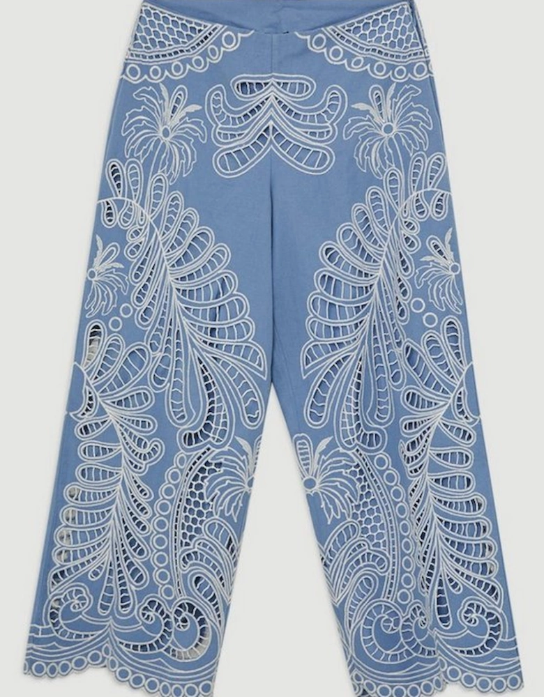 Linen Cutwork Embroidery Woven Trouser