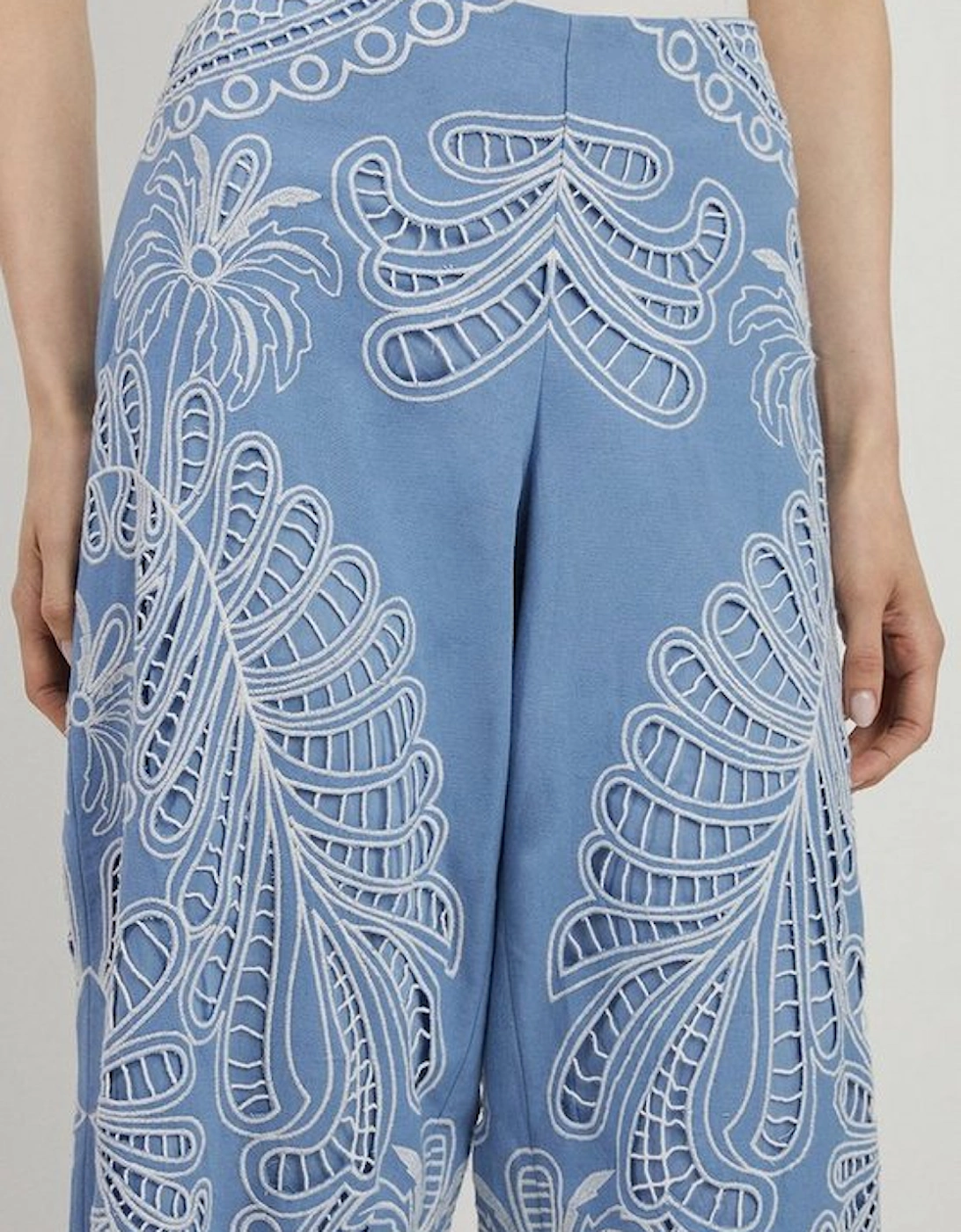 Linen Cutwork Embroidery Woven Trouser