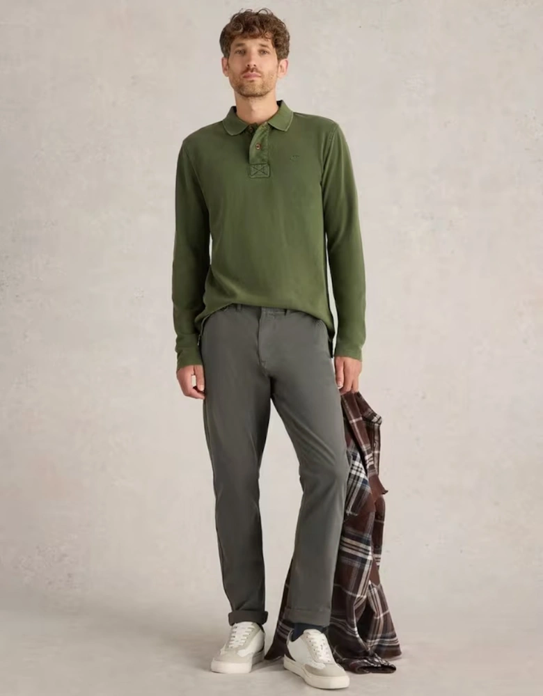 Men's Long Sleeve Utility Polo Jade Green