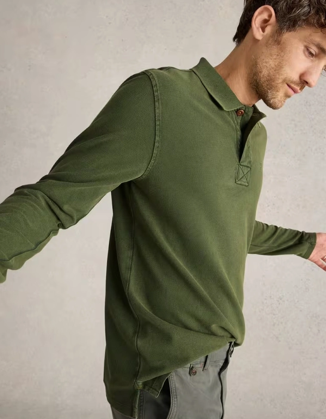 Men's Long Sleeve Utility Polo Jade Green