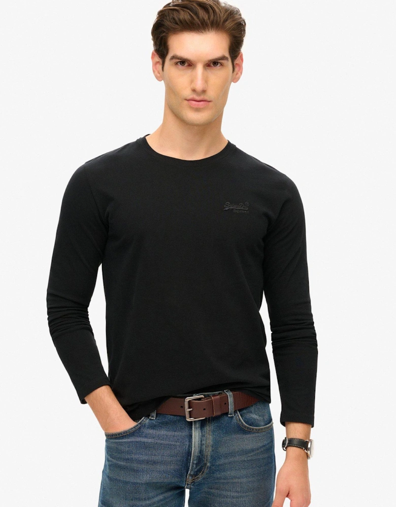 Essential Logo Long Sleeve Slim Fit T-Shirt - Black