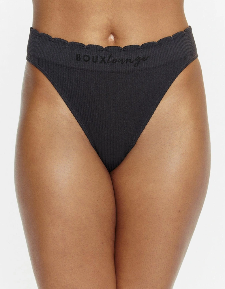 Scallop Ribbed Thong - Stone