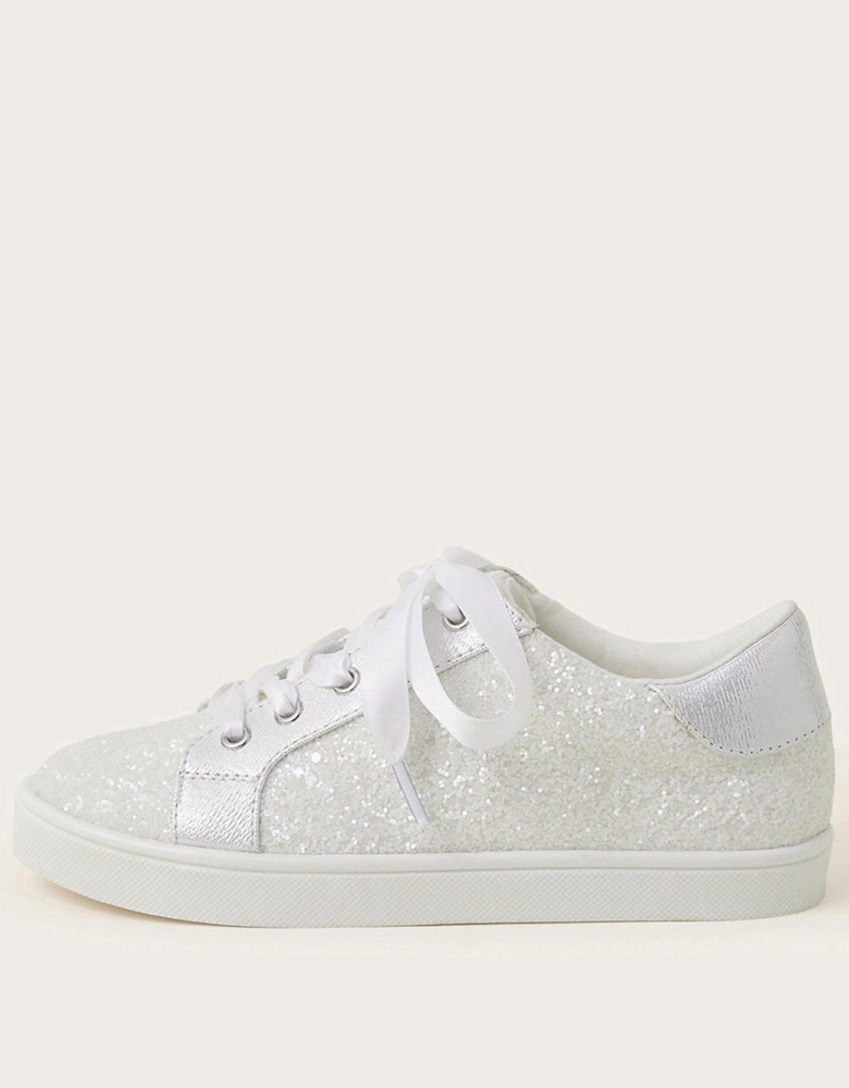 Girls Bridal Glitter Trainer - Light Cream