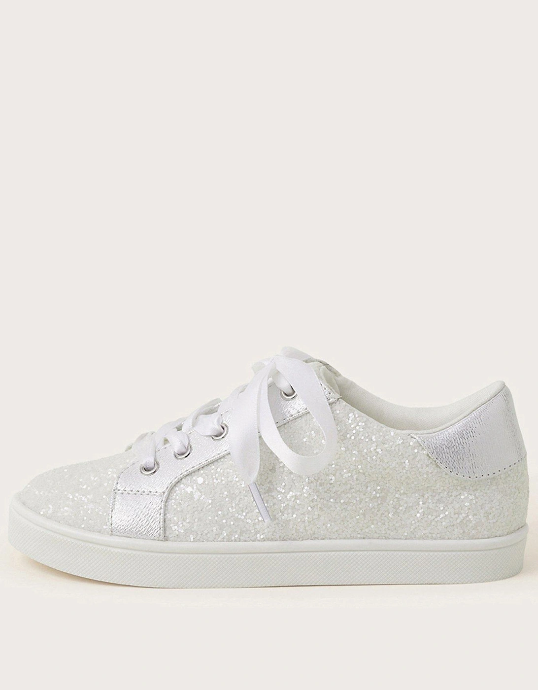 Girls Bridal Glitter Trainer - Light Cream, 2 of 1