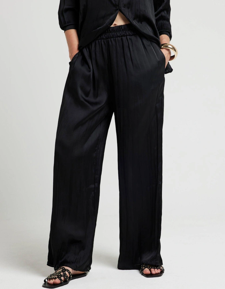 Crinkle Elasticated Trousers - Black