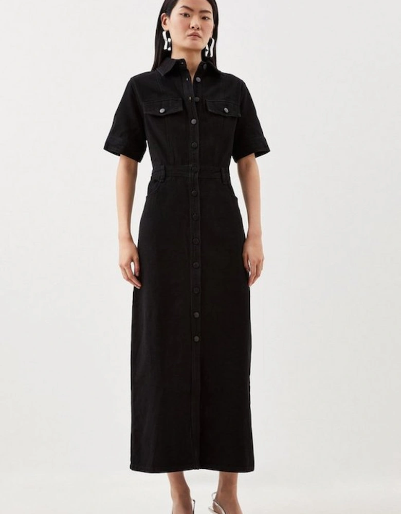 Denim Maxi Shirt Dress