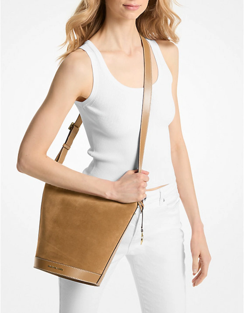 Townsend Topstitched Suede Messenger Bag