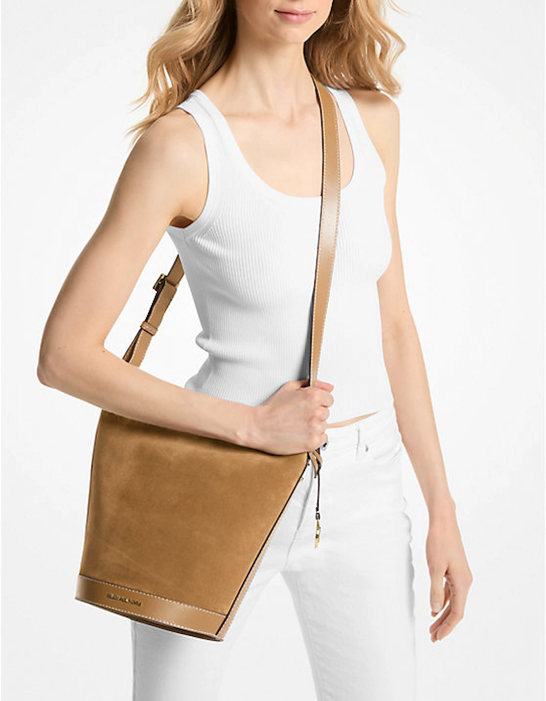 Townsend Topstitched Suede Messenger Bag