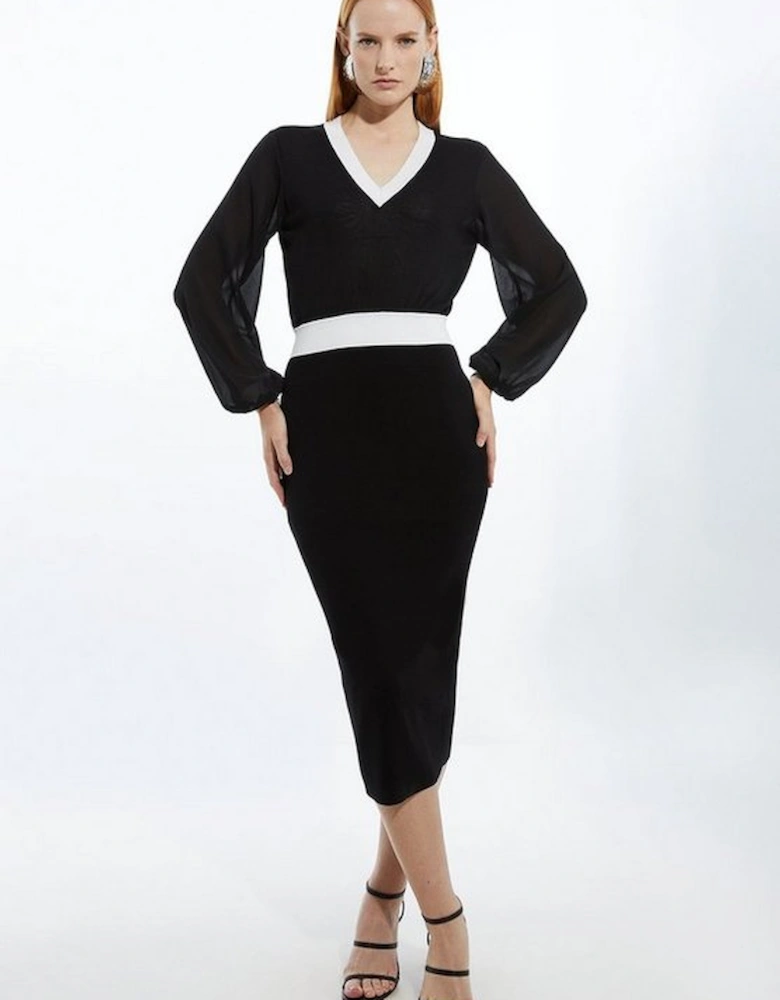 Light Weight Summer Knit Midi Pencil Dress