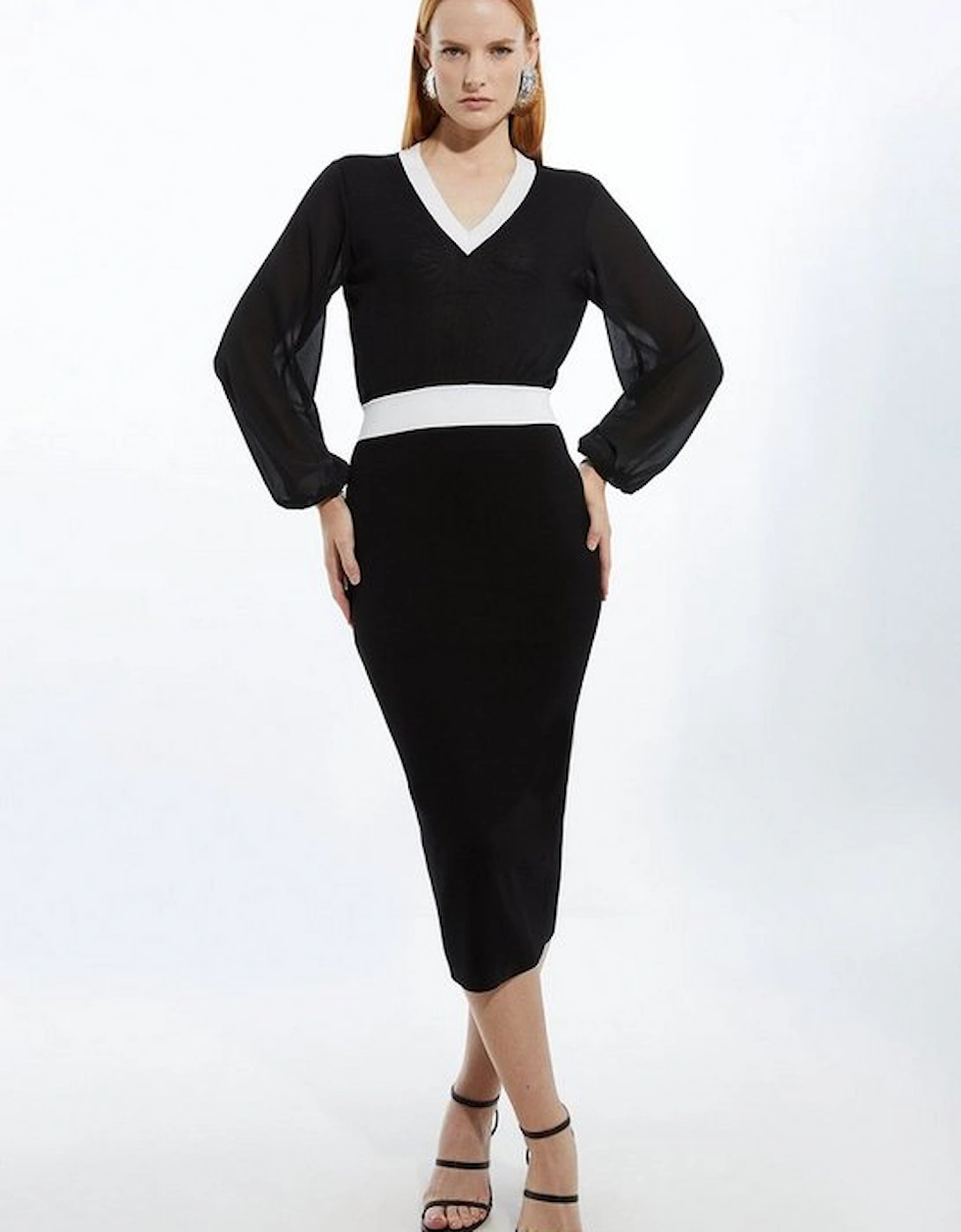 Light Weight Summer Knit Midi Pencil Dress, 5 of 4