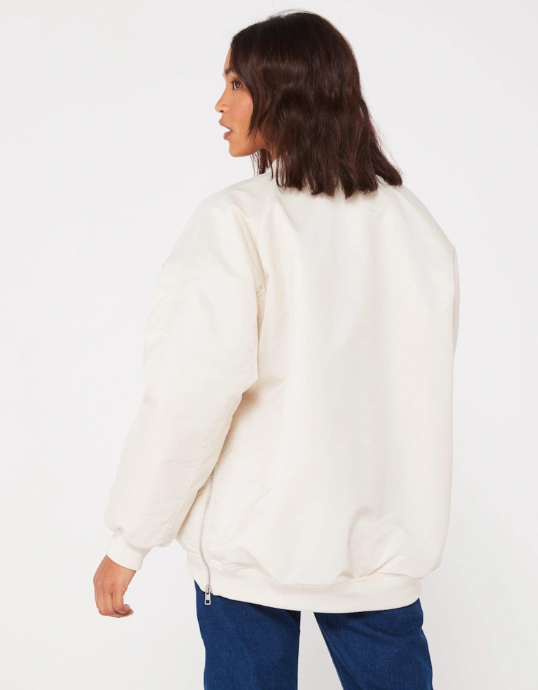 Satin Bomber Jacket - White