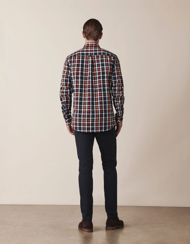 Mens Long Sleeve Classic Poplin Check Shirt