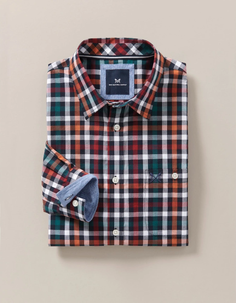 Mens Long Sleeve Classic Poplin Check Shirt