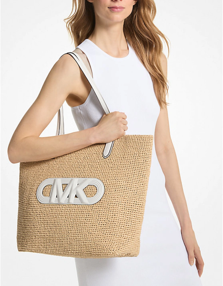 Eliza Extra-Large Empire Logo Straw Tote Bag