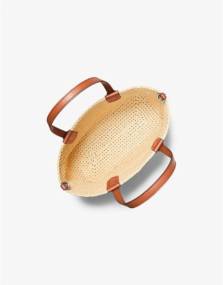 Eliza Extra-Small Empire Logo Straw Tote Bag