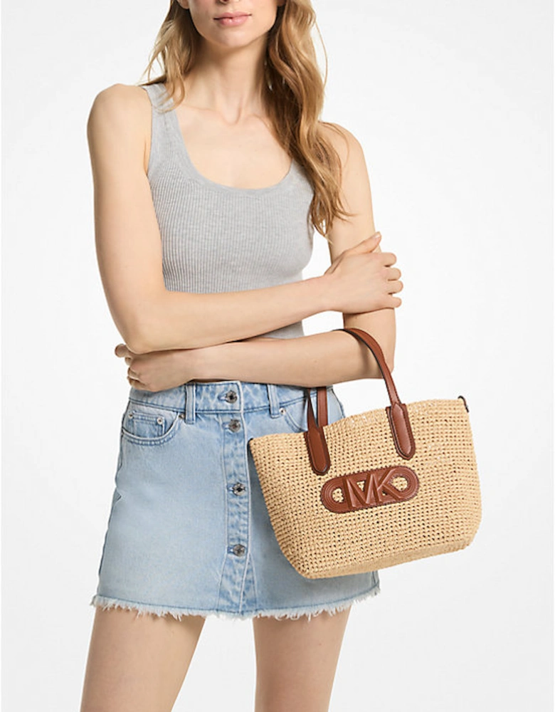 Eliza Extra-Small Empire Logo Straw Tote Bag