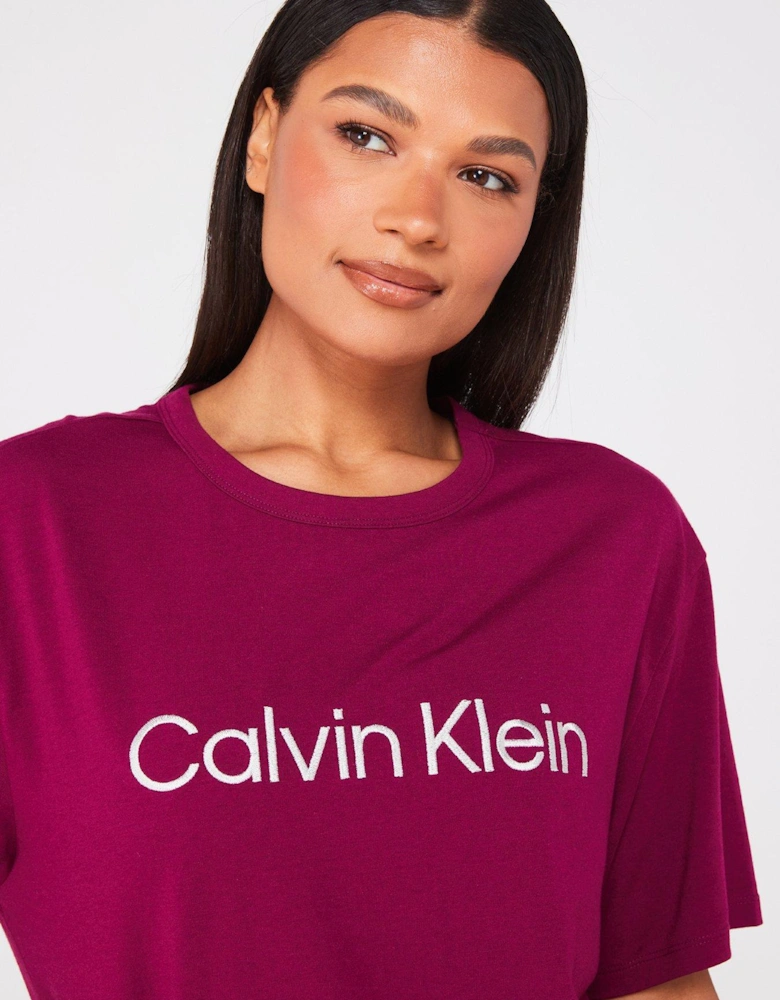 Pure Cotton Crew Neck Top - Purple