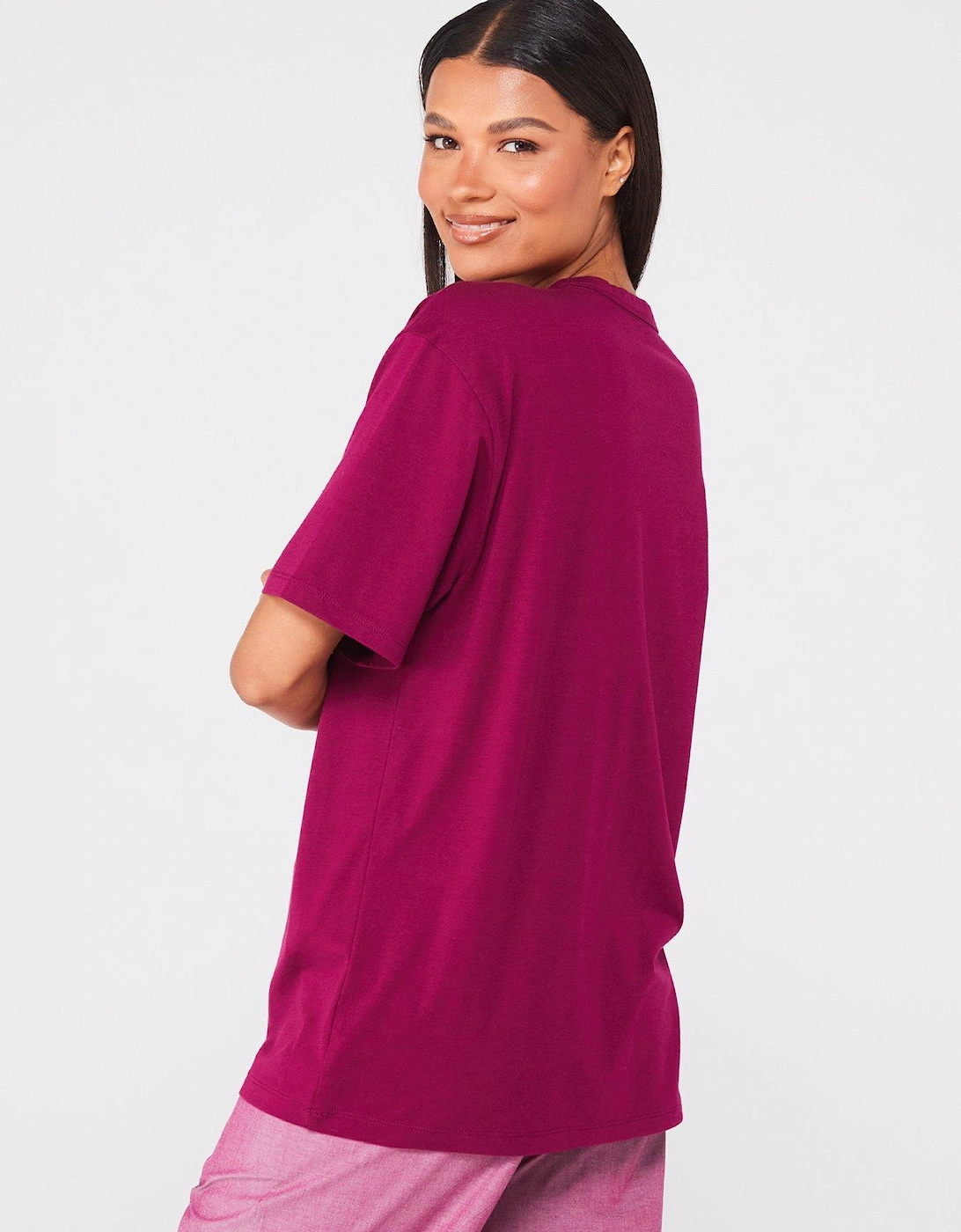 Pure Cotton Crew Neck Top - Purple