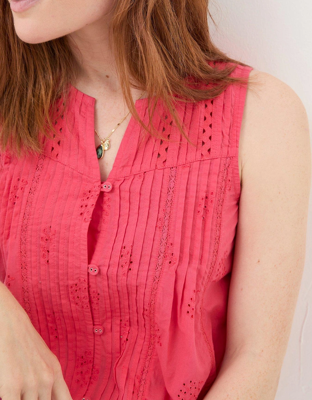 Cassie Embroidered Cami Vest - Red