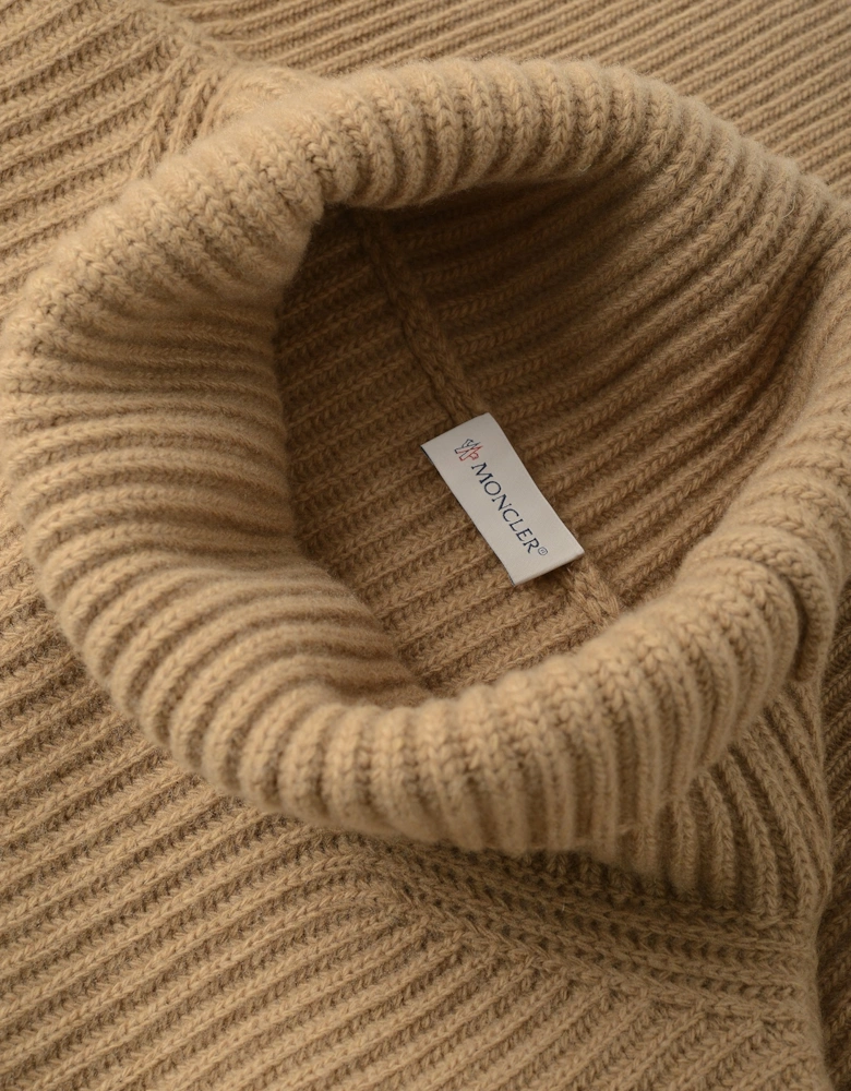 Womens T Neck Sweater Beige