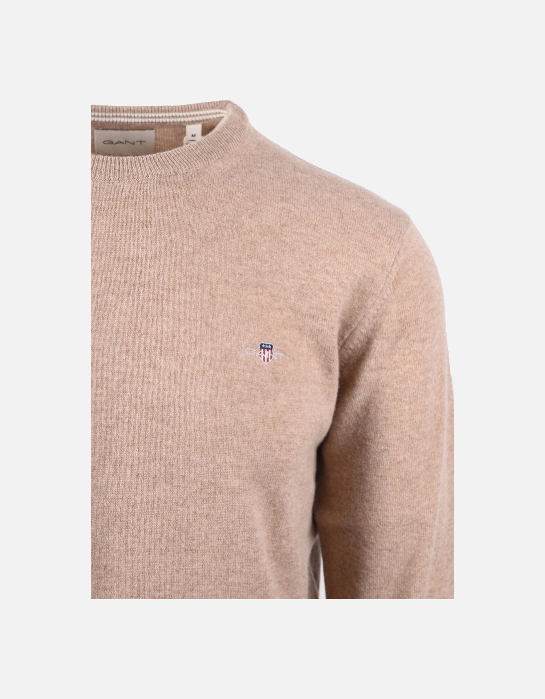 Superfine Lambswool Crew Neck Knitwear Dark Sand Melange