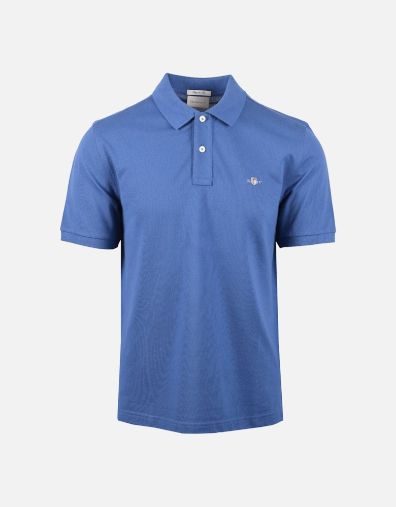 Reg Shield Ss Pique Polo Shirt Vintage Blue