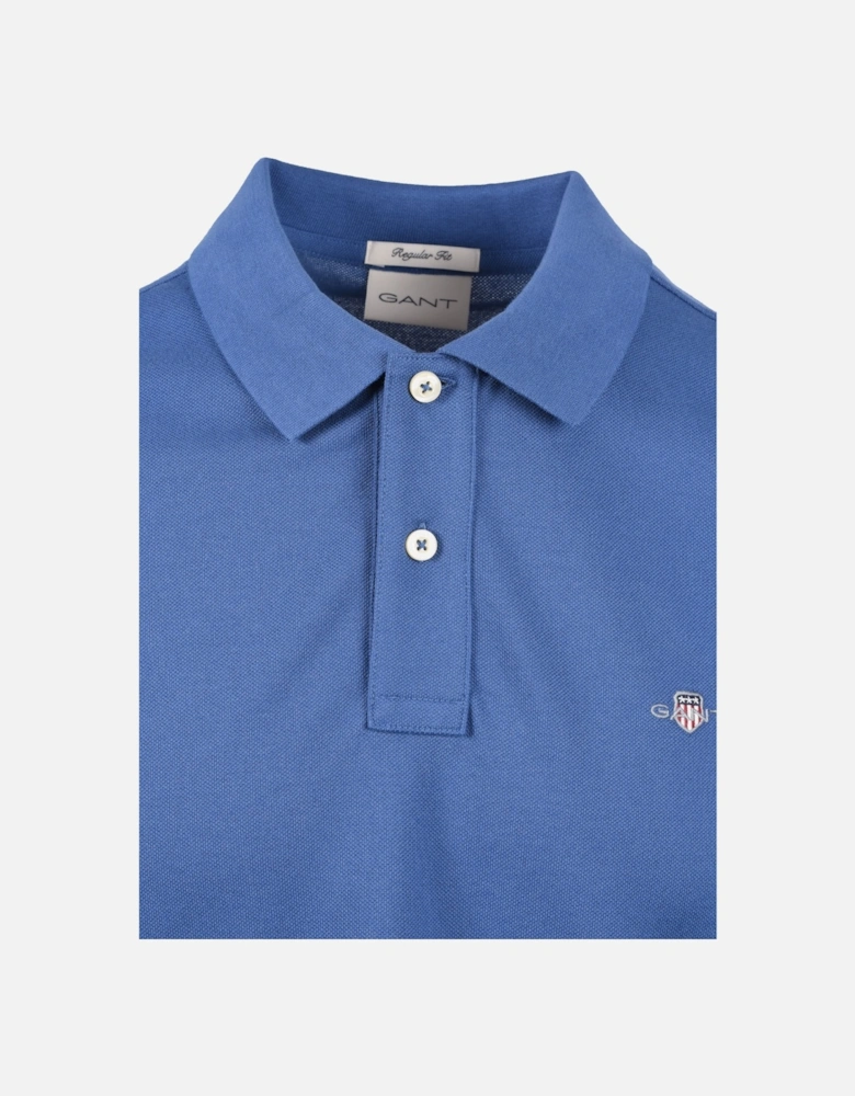 Reg Shield Ss Pique Polo Shirt Vintage Blue